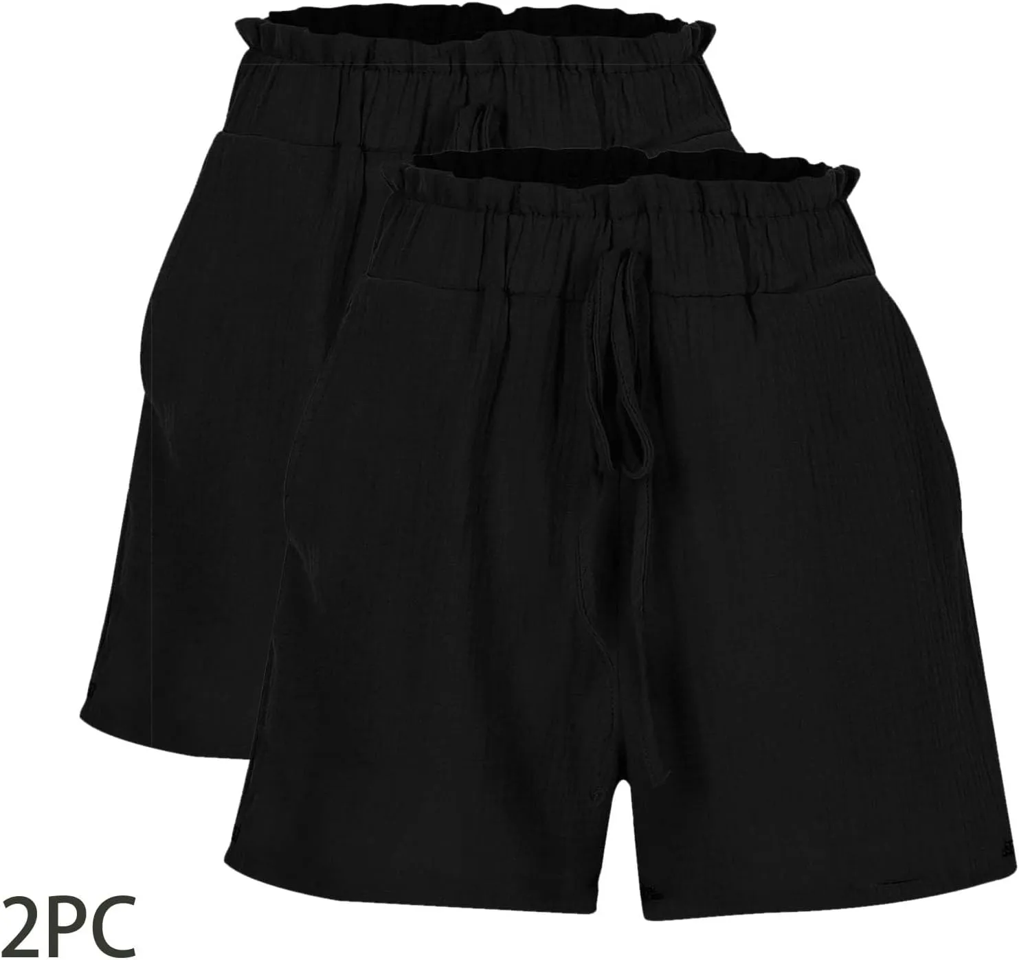 2 Pack Womens Casual Shorts Elastic High Waist 2025 Fashion Beach Cruise Short Pants Cute Comfy Trousers with Pockets