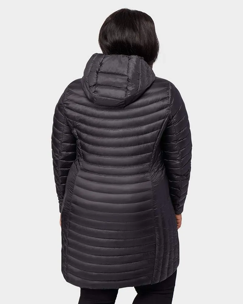 32 Degrees Women's 3/4 Ultra-Light Down Jacket| Slim Fit | Detachable Hood | Water Repellant