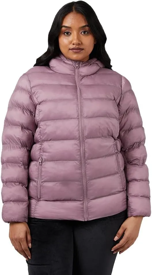 32 Degrees Women's Lightweight Recycled Poly-Fill Packable Hooded Jacket | Zippered Pockets | Water Repellent