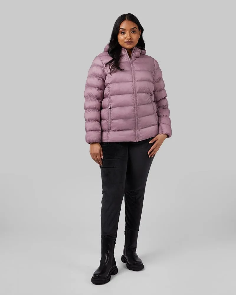 32 Degrees Women's Lightweight Recycled Poly-Fill Packable Hooded Jacket | Zippered Pockets | Water Repellent
