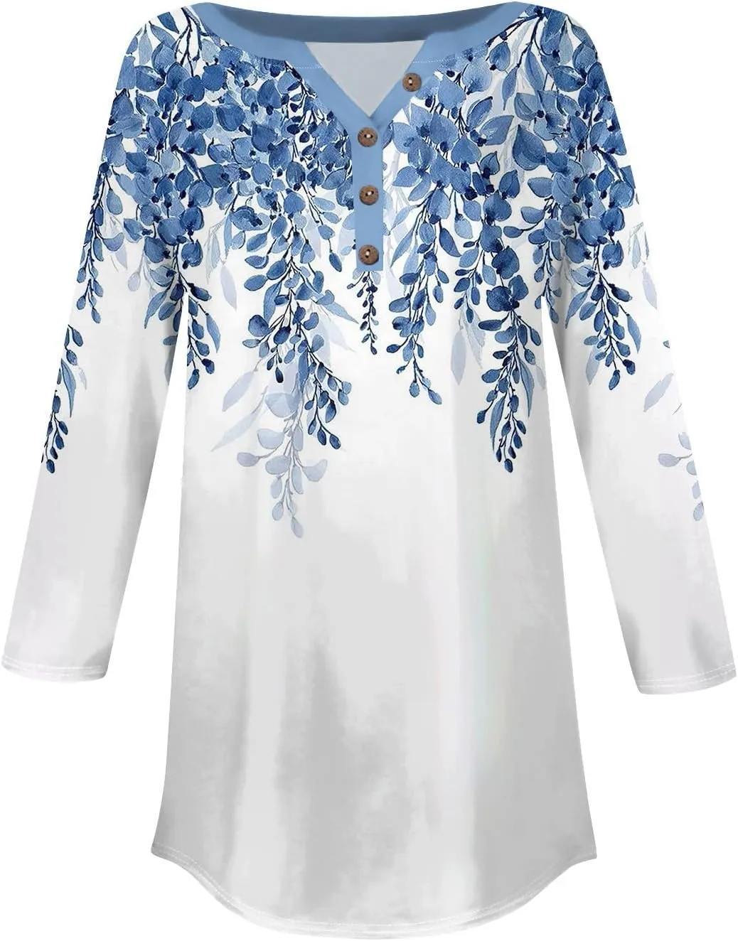 3/4 Length Sleeve Womens Tops 2025 Spring Summer Henley Neck Trendy Shirts Loose Fit Dressy Casual Blouses