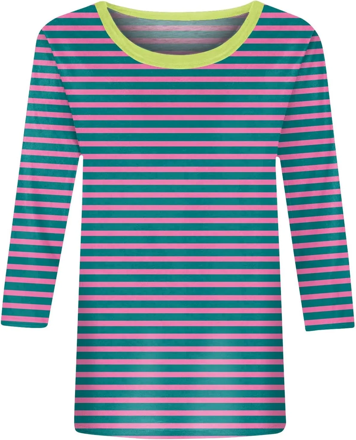 3/4 Length Sleeve Womens Tops Summer Three Quarter Striped Shirts Dressy Casual Printed Tunic Tops Women Blouses