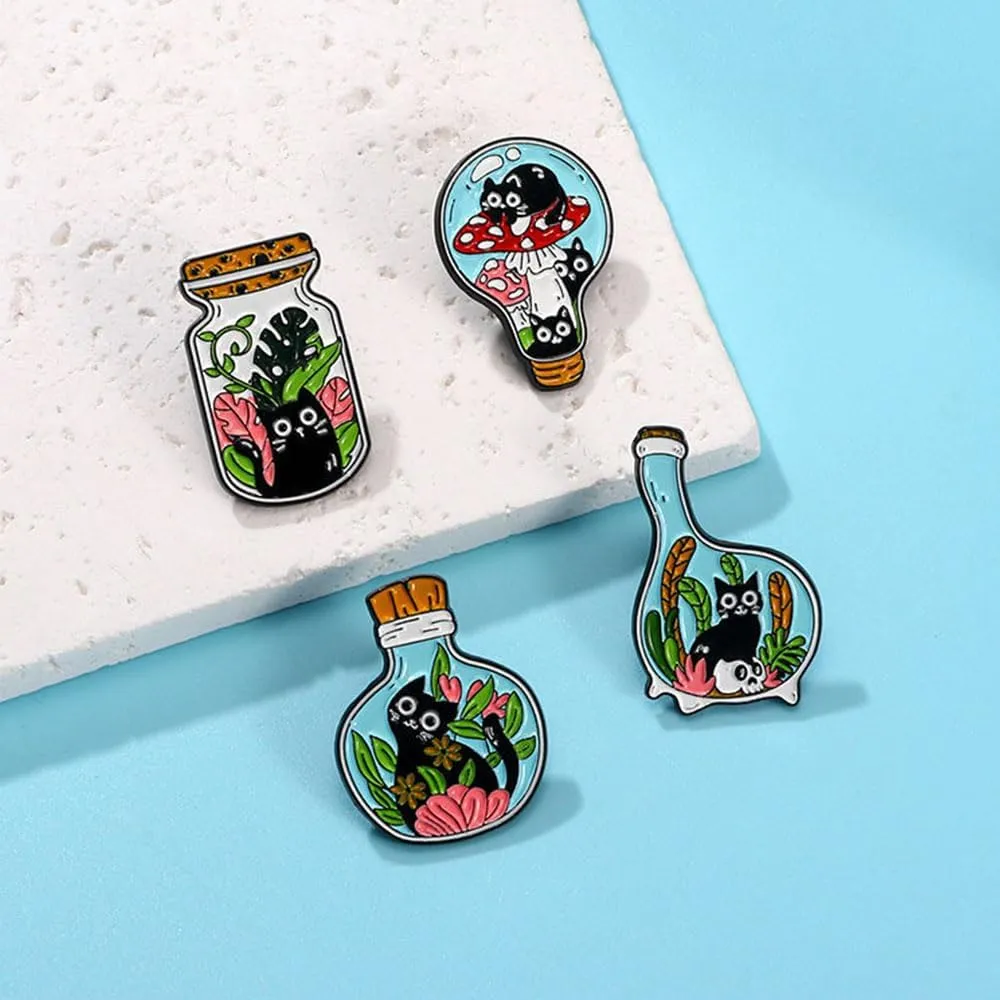 4 Pcs Cute Cat Enamel Pin Set Cute Kawaii Cat Brooches for Backpack Hat Jackets Bag Clothes Accessories Men Women Gifts