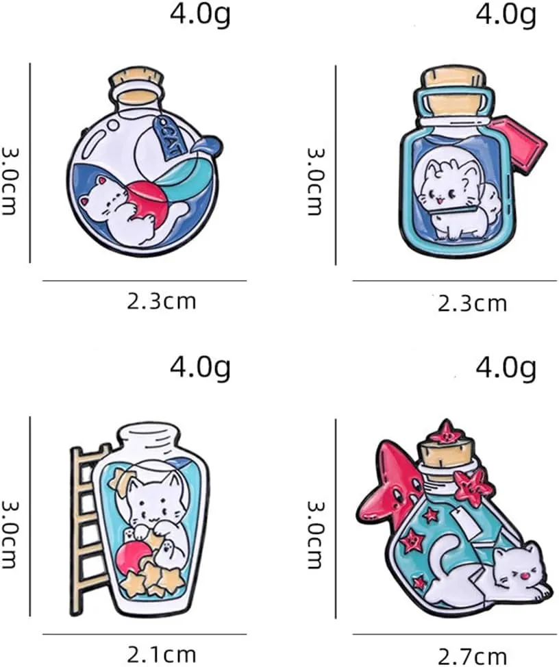 4 Pcs Cute Cat Enamel Pin Set Cute Kawaii Cat Brooches for Backpack Hat Jackets Bag Clothes Accessories Men Women Gifts