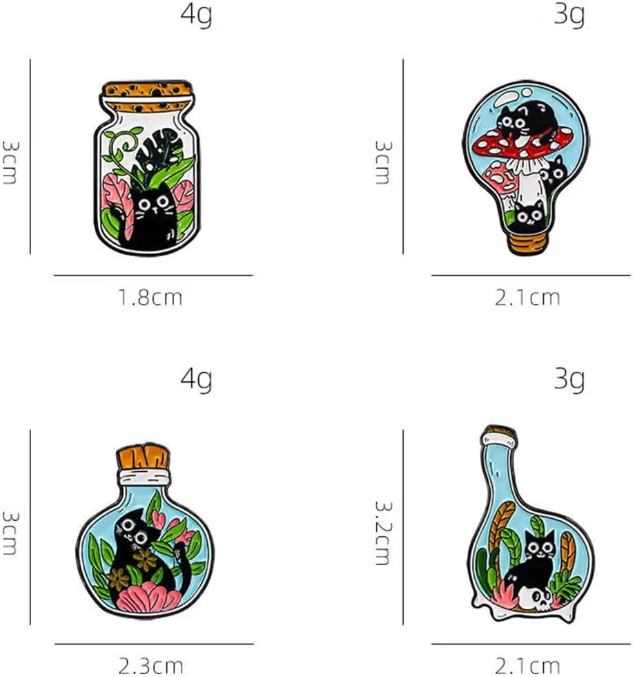 4 Pcs Cute Cat Enamel Pin Set Cute Kawaii Cat Brooches for Backpack Hat Jackets Bag Clothes Accessories Men Women Gifts