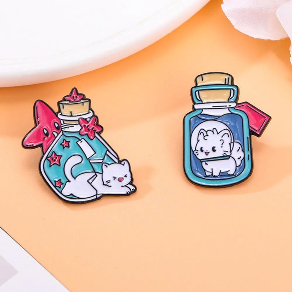 4 Pcs Cute Cat Enamel Pin Set Cute Kawaii Cat Brooches for Backpack Hat Jackets Bag Clothes Accessories Men Women Gifts