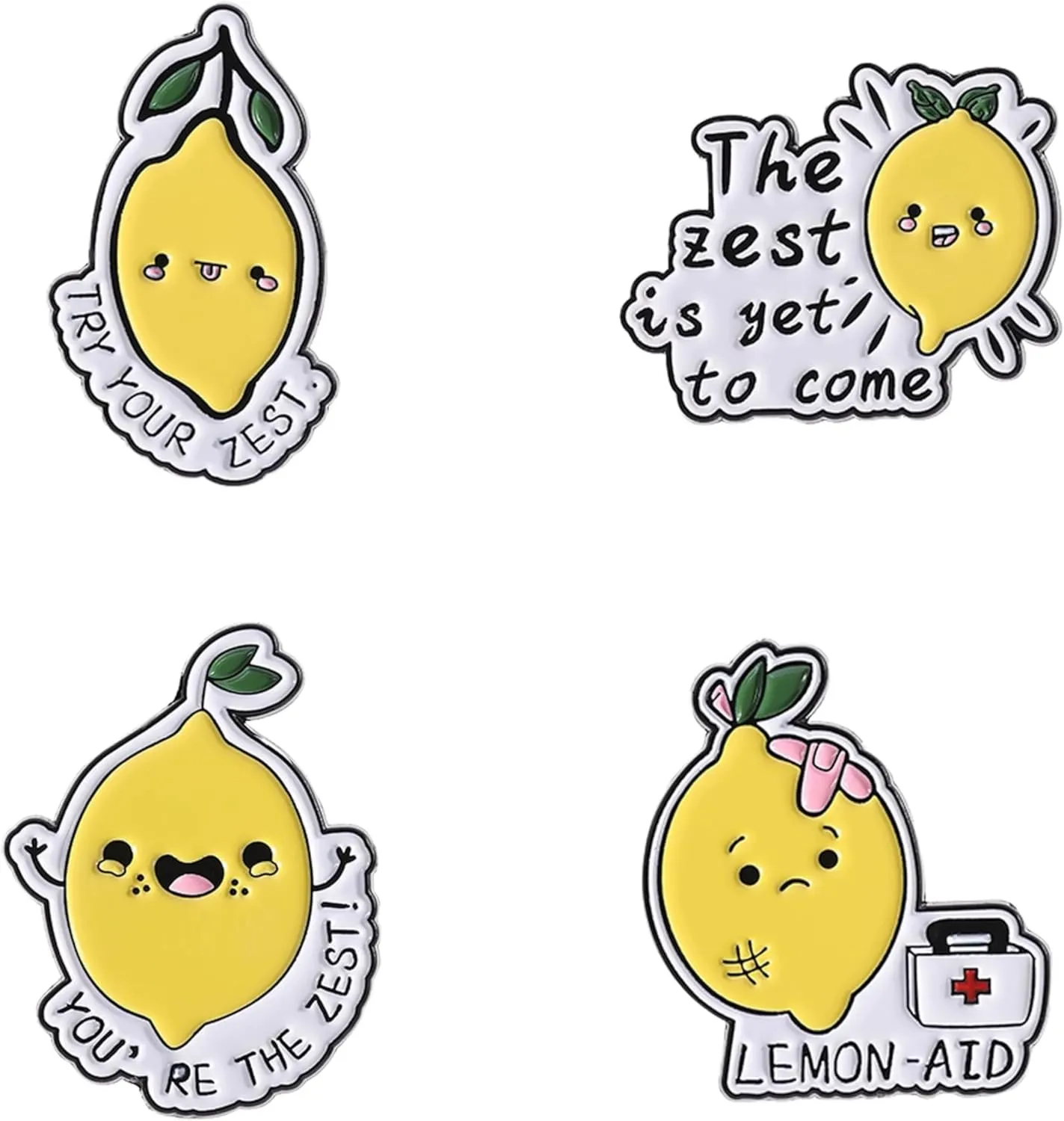 4pcs Enamel Pins for Backpacks Cute Pins for Women Bag Charm Button Pins Lemon Gifts Lemon Charms