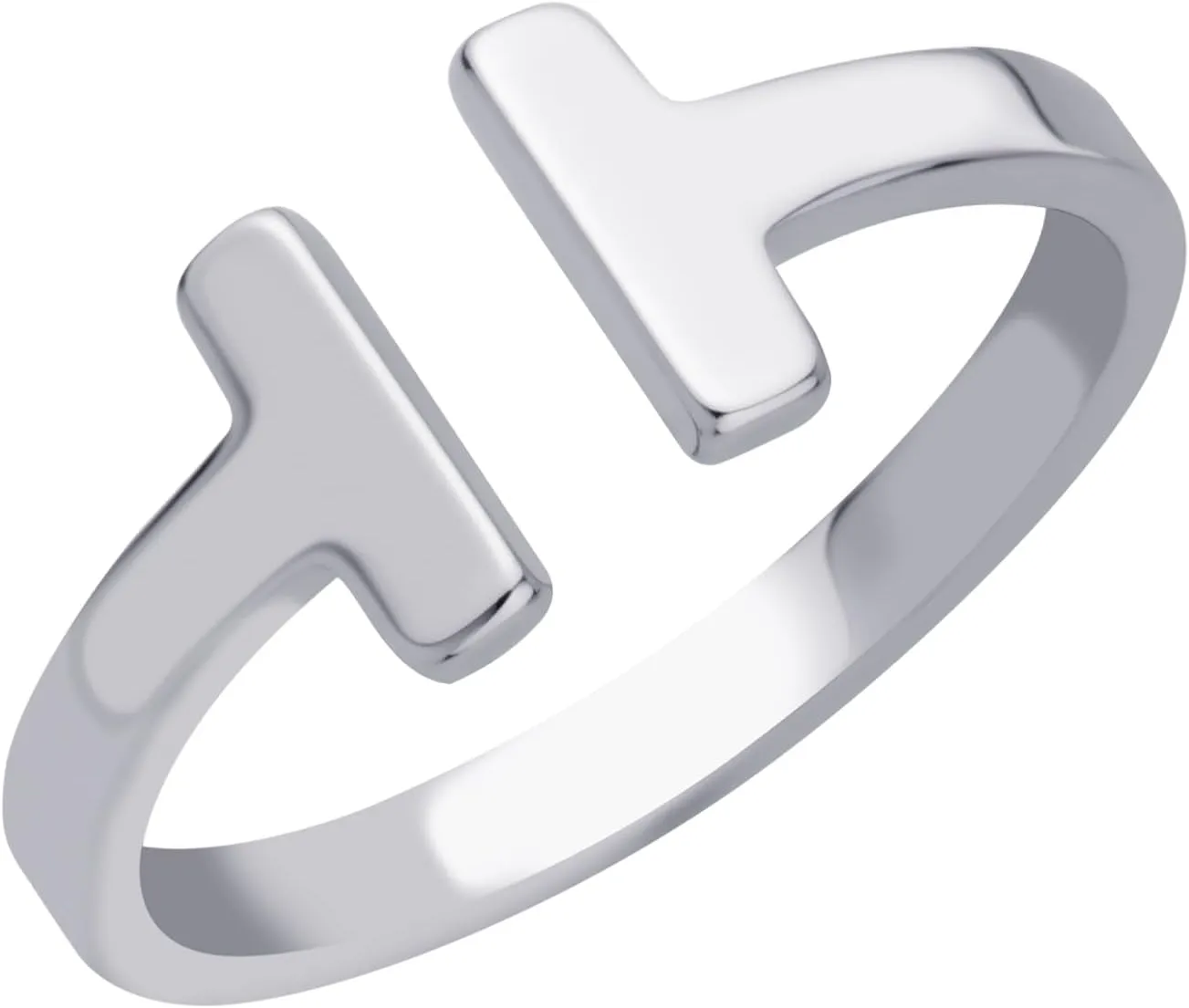 555Jewelry Stainless Steel Rings for Women Double Bar Ring Statement Pinky Promise Ring Jewelry Silver and Gold Rings Wedding Engagement Open Band Ring | US Ring Size 6-8