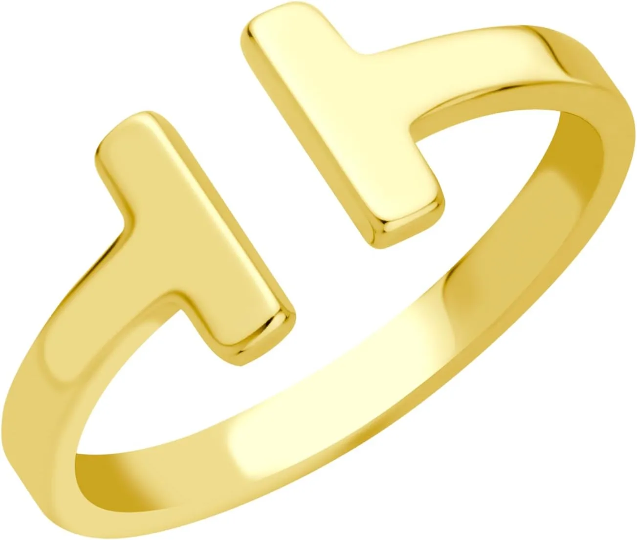 555Jewelry Stainless Steel Rings for Women Double Bar Ring Statement Pinky Promise Ring Jewelry Silver and Gold Rings Wedding Engagement Open Band Ring | US Ring Size 6-8