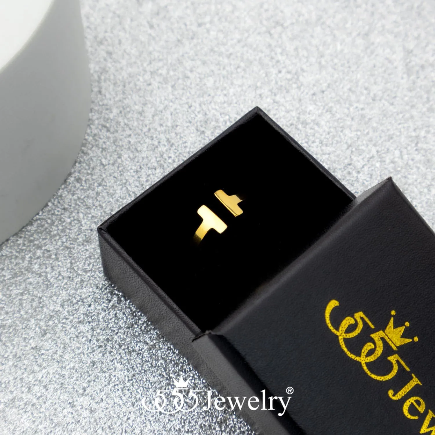 555Jewelry Stainless Steel Rings for Women Double Bar Ring Statement Pinky Promise Ring Jewelry Silver and Gold Rings Wedding Engagement Open Band Ring | US Ring Size 6-8