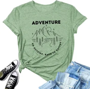 Adventure Shirts Sunrise Camping Hiking Activewear Road Trip Nature Cactus Workout Tee Top