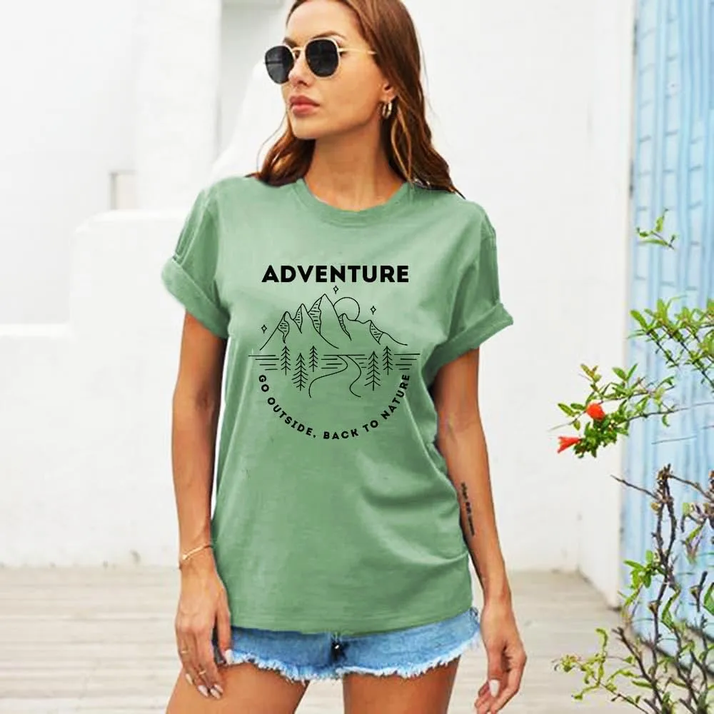 Adventure Shirts Sunrise Camping Hiking Activewear Road Trip Nature Cactus Workout Tee Top