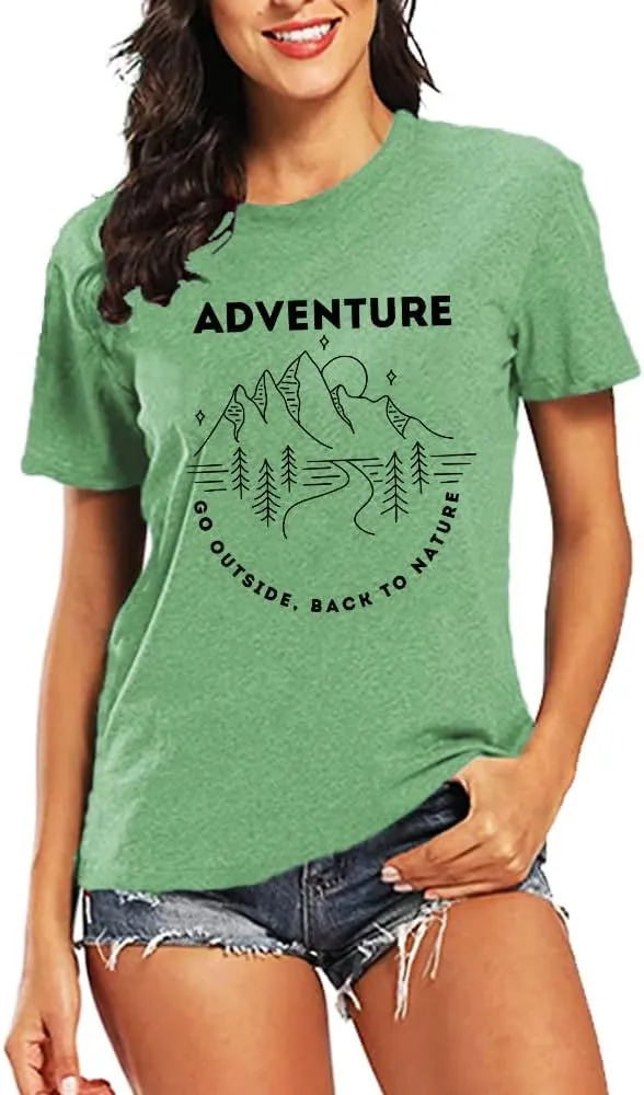 Adventure Shirts Sunrise Camping Hiking Activewear Road Trip Nature Cactus Workout Tee Top
