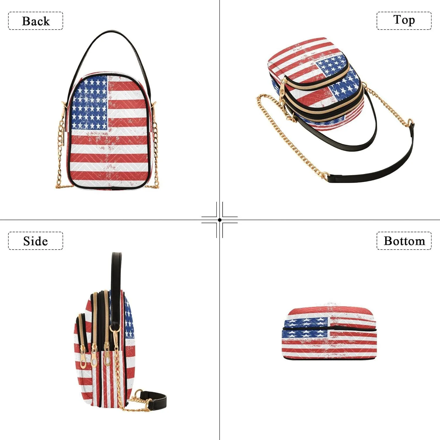 ALAZA Chain Crossbody Bags for Women Quilted Shoulder Crossbody Handbags Travel Cross Body Cell Phone Purses Bags