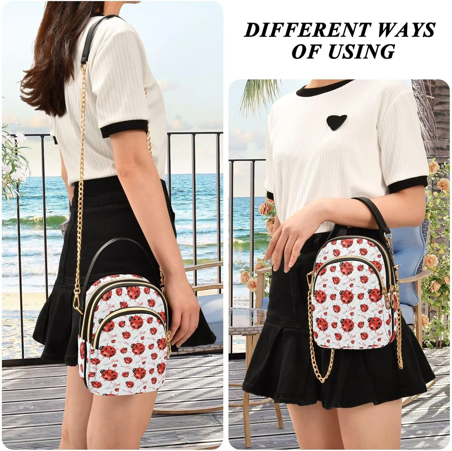 ALAZA Chain Crossbody Bags for Women Quilted Shoulder Crossbody Handbags Travel Cross Body Cell Phone Purses Bags