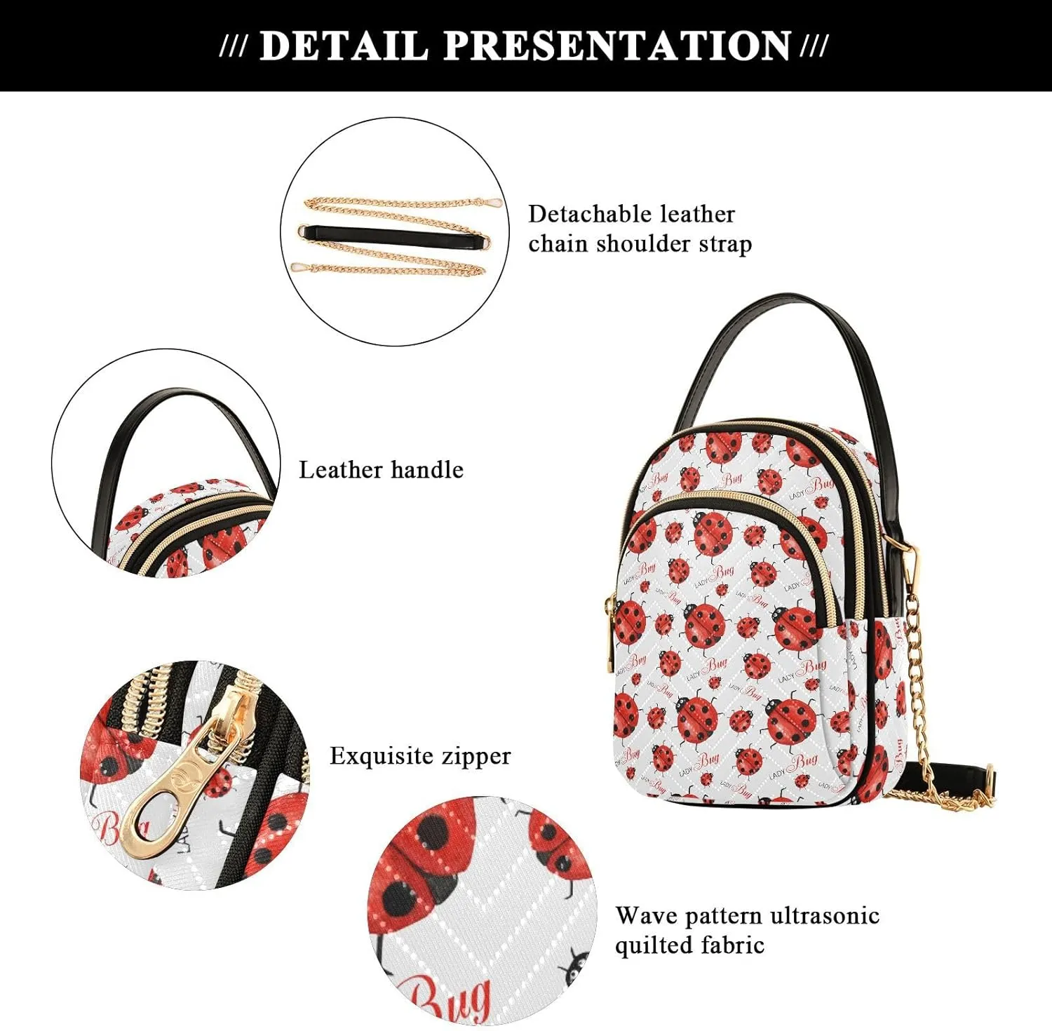 ALAZA Chain Crossbody Bags for Women Quilted Shoulder Crossbody Handbags Travel Cross Body Cell Phone Purses Bags