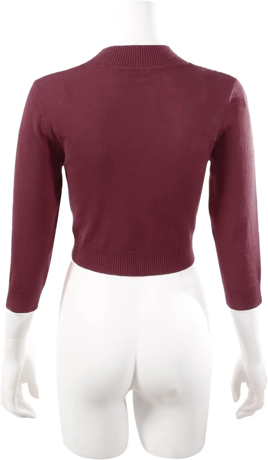 Allsense Women's 3/4 Sleeve V-Neck Cropped Bolero Shrug Cardigan
