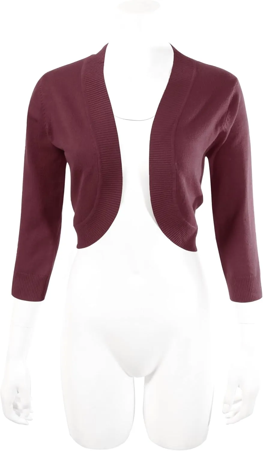 Allsense Women's 3/4 Sleeve V-Neck Cropped Bolero Shrug Cardigan