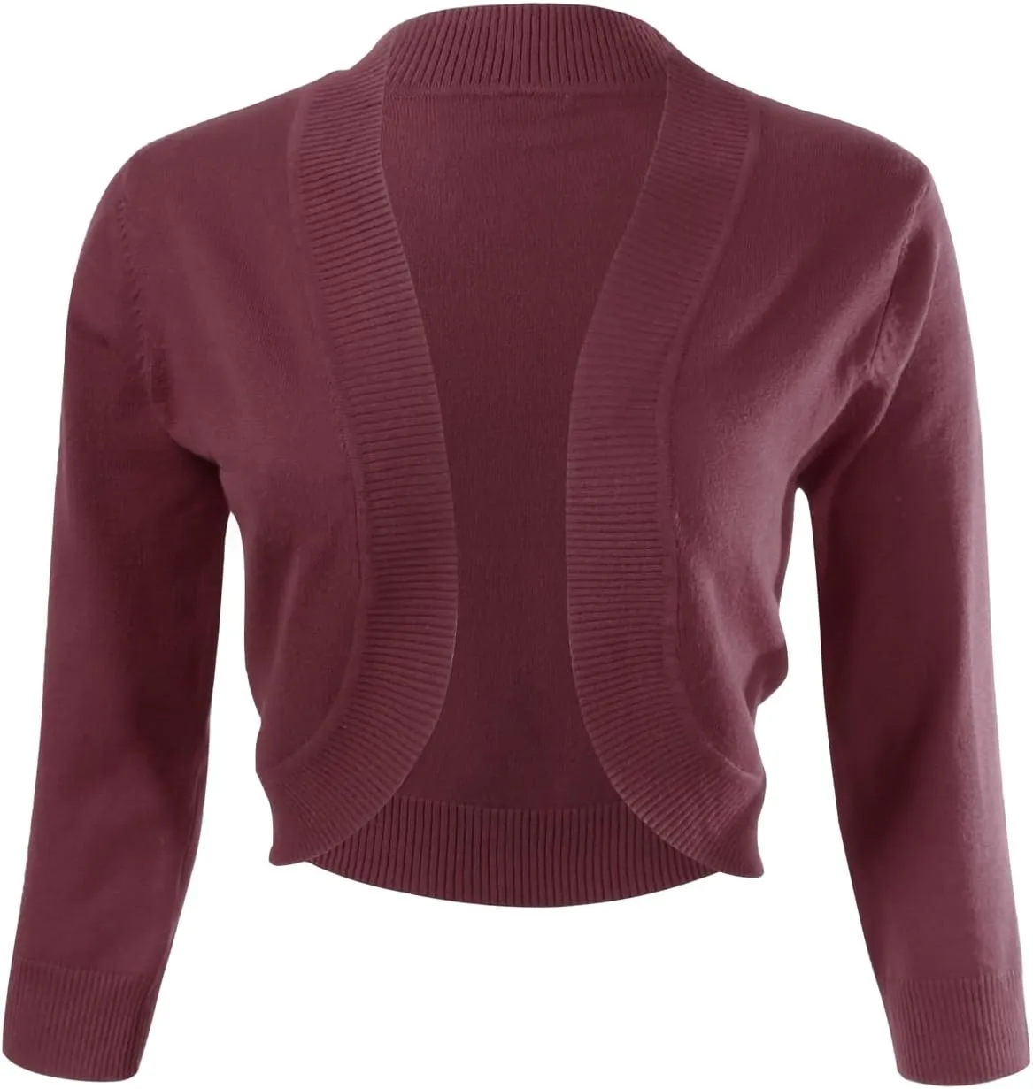 Allsense Women's 3/4 Sleeve V-Neck Cropped Bolero Shrug Cardigan