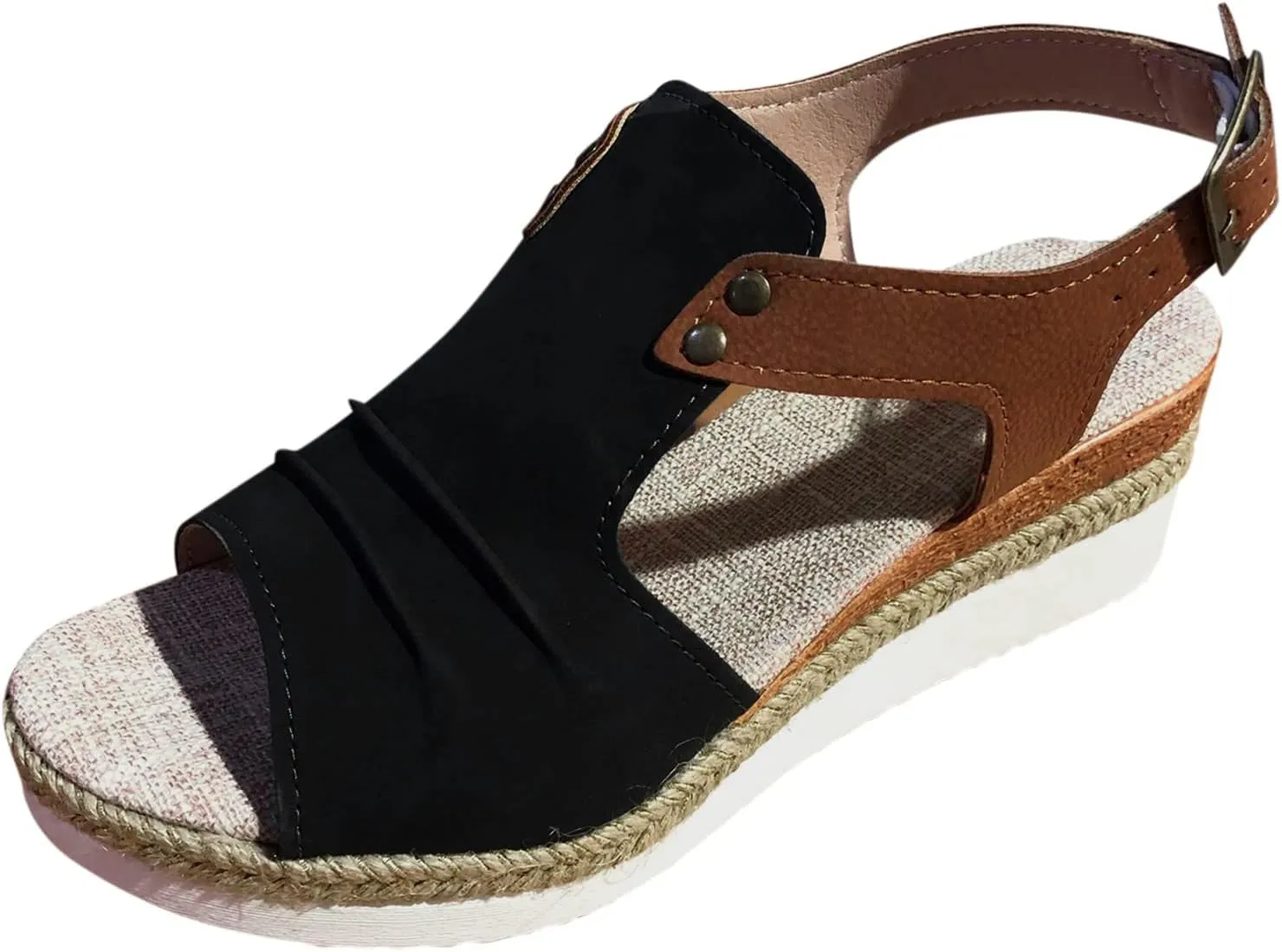 AMDBEL Summer Sandals for Women 2024, Orthopedic Platform Wedge Sandals for Women Summer Dressy Flat 2023 Open Toe Ankle Strap Espadrilles Sandals Casual Strappy Slip on Sandals Beach Boho Sandals