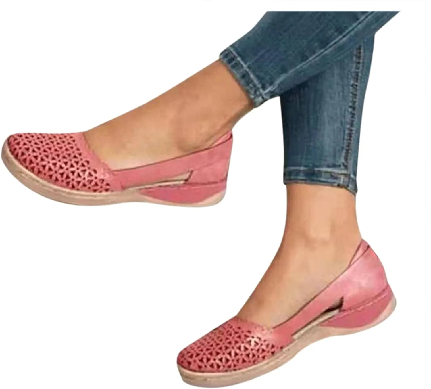 AMDBEL Summer Sandals for Women 2024 Trendy Closed Toe Sandals Women Casual Daily Round Toe Bag Toe Hollow Soft Sole Sandals
