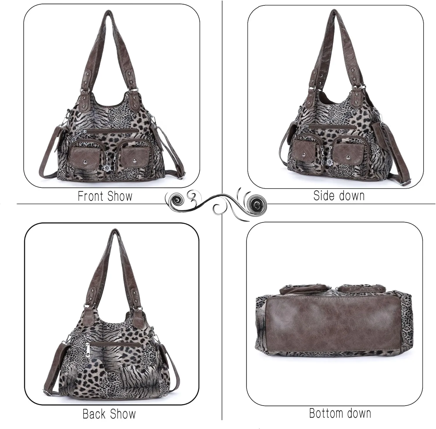 Angel Kiss Handbags for Women Large Hobo Bag Soft PU Leather Shoulder Bag for Women