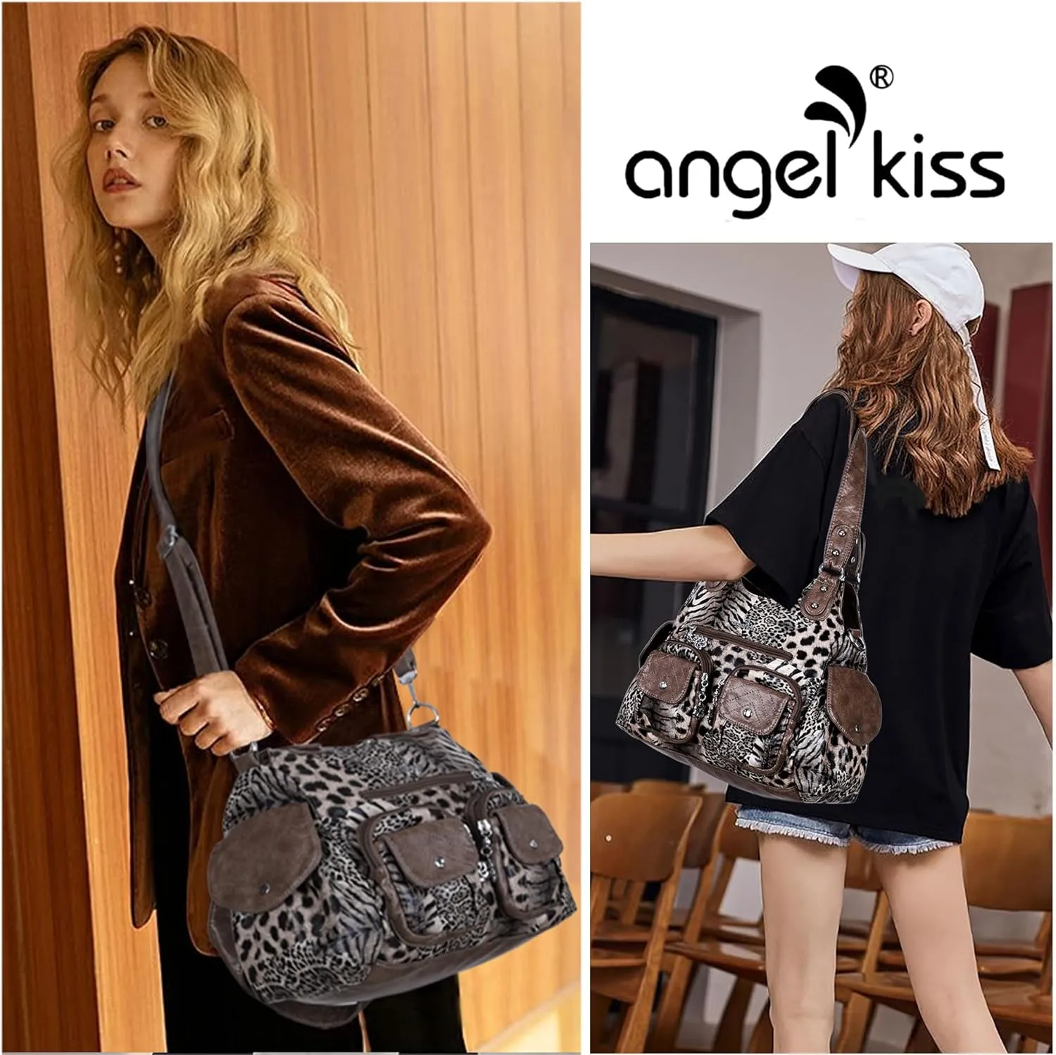 Angel Kiss Handbags for Women Large Hobo Bag Soft PU Leather Shoulder Bag for Women