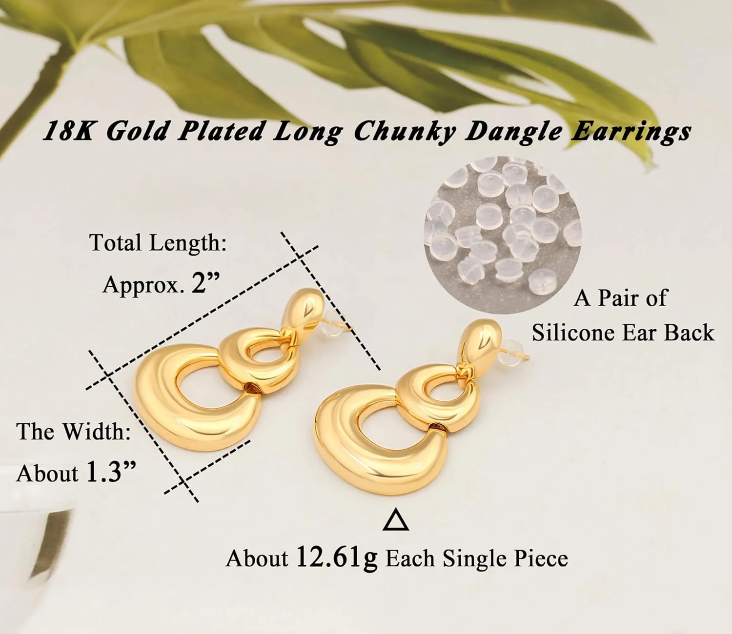 Aobei Pearl 18K Gold Long Statement Chunky Drop Dangle Earrings for Women Dainty Hanging Earrings Minimalist Geometric Stud Ear Jewelry
