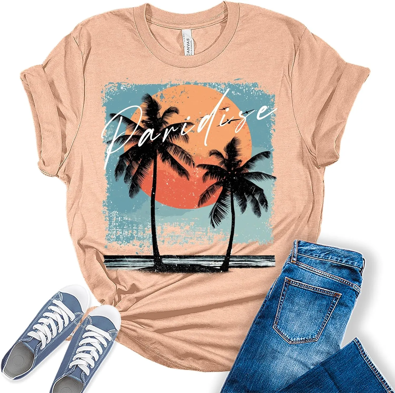 Beach Shirts for Women Coconut Trees Hawaiian Graphic Tshirt Summer Vacation Beach Tees Tops