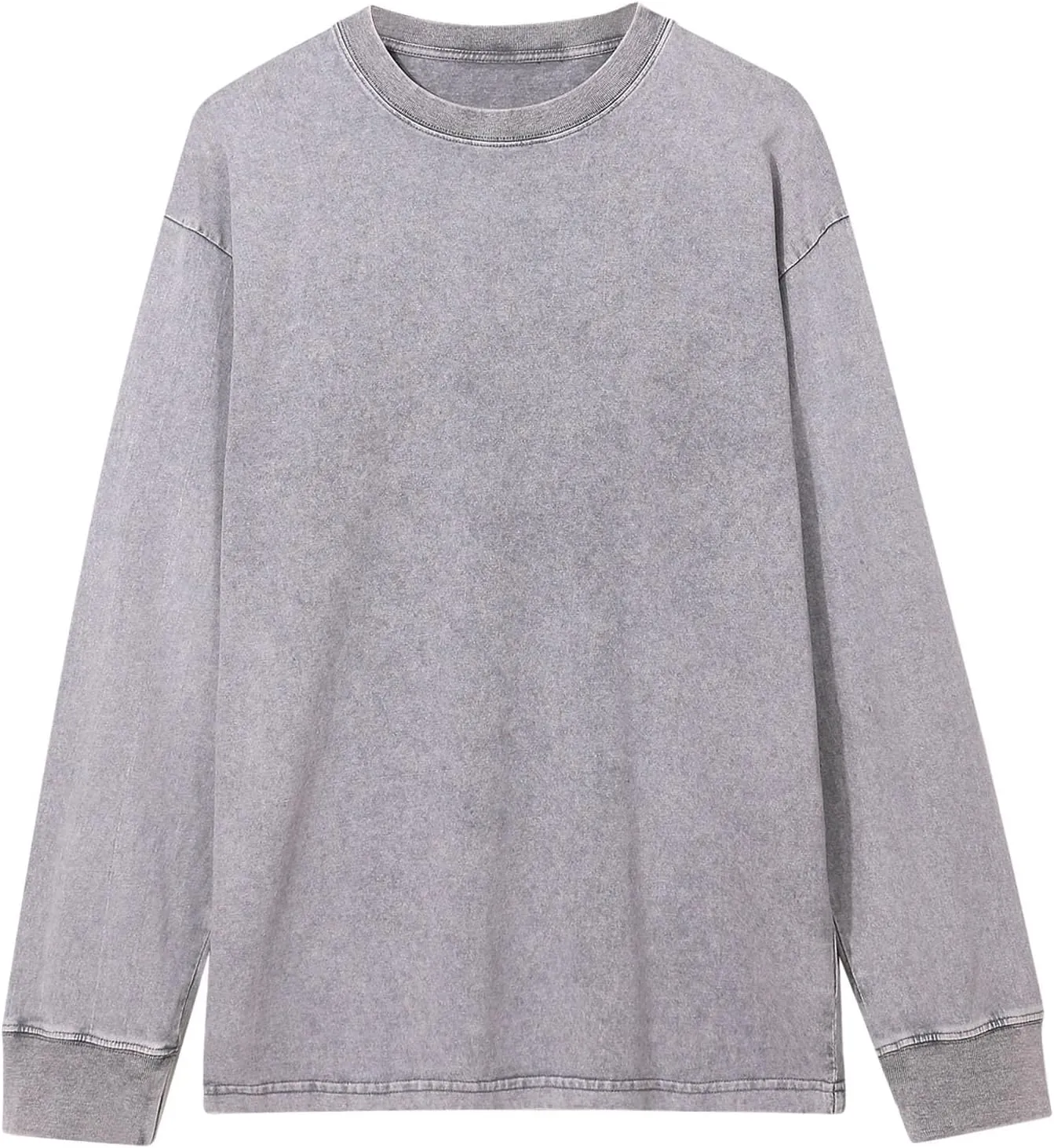 Binmer Men's Oversized T-Shirts Wash Distressed Tees Long Sleeve Casual Loose Fit Gym Workout Pullover Tops