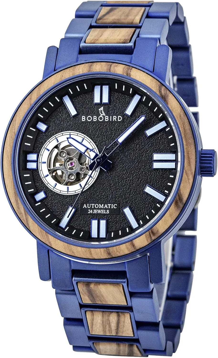 BOBO BIRD Mens Automatic Mechanical Watches Luxury Men Wood Stainless Steel Japan Movement Watch Wooden Wrist Watch Gift Idea for Him