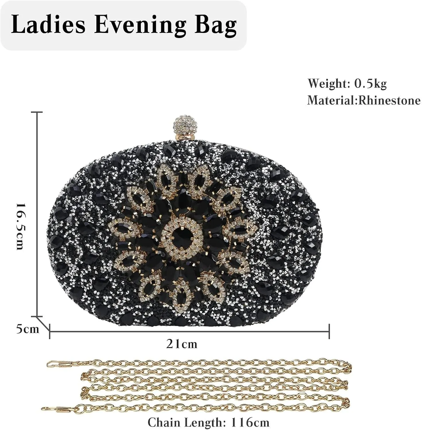 Bridal Wedding Purse Crystal Clutch Glitter Shoulder Crossbody Women Evening Rhinestone Clutch Purse Handbag
