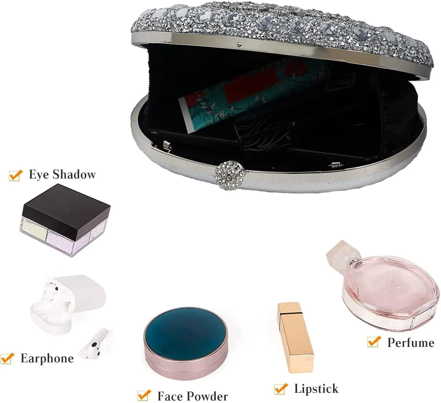 Bridal Wedding Purse Crystal Clutch Glitter Shoulder Crossbody Women Evening Rhinestone Clutch Purse Handbag