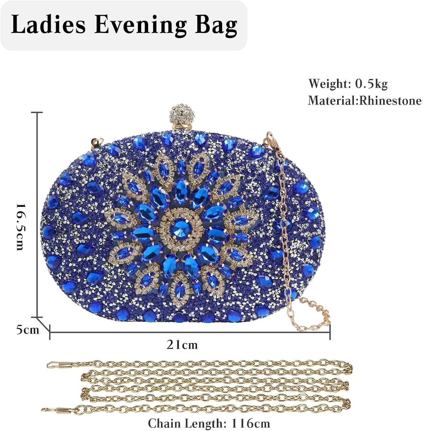 Bridal Wedding Purse Crystal Clutch Glitter Shoulder Crossbody Women Evening Rhinestone Clutch Purse Handbag