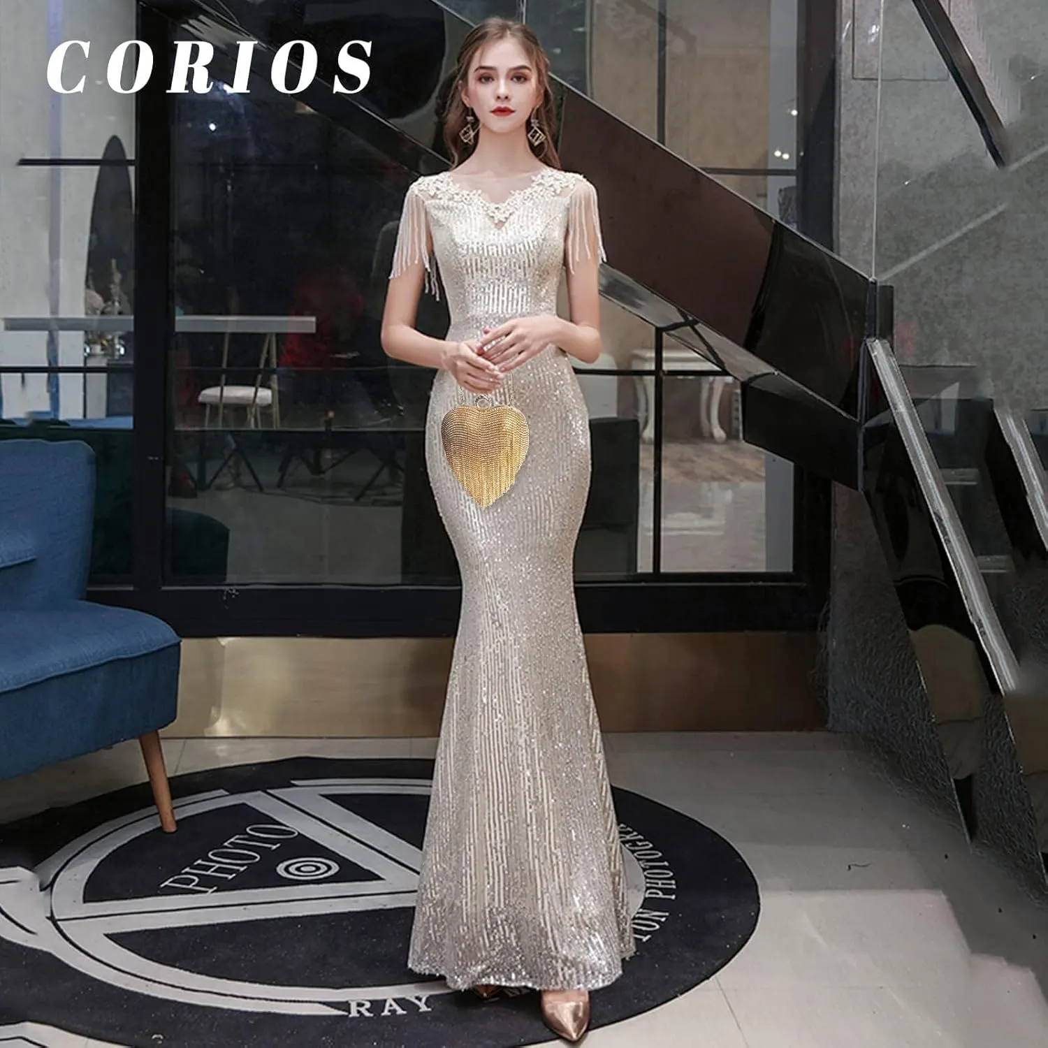 Bridal Wedding Purse Glitter Shoulder Crossbody Women Luxury Heart Shape Tassel Evening Clutch Rhinestone Handbag