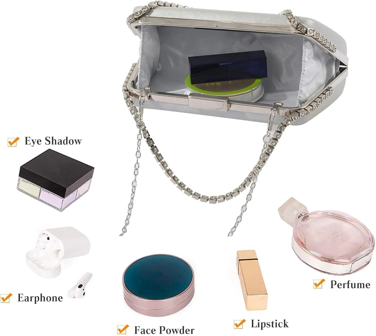 Bridal Wedding Purse Glitter Shoulder Crystal Crossbody Rhinestone Clutch Sparkly Evening for Women