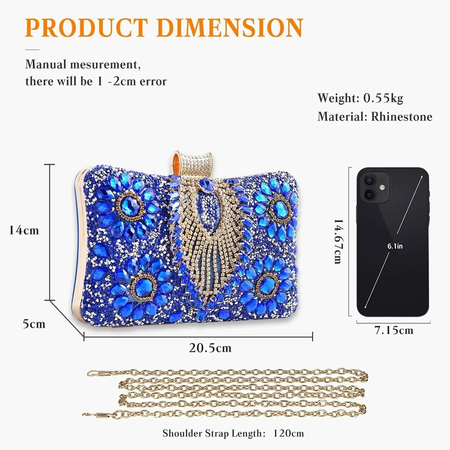 Bridal Wedding Purse Luxury Crystal Handbag Glitter Shoulder Women Rhinestone Evening Multicolor Clutch