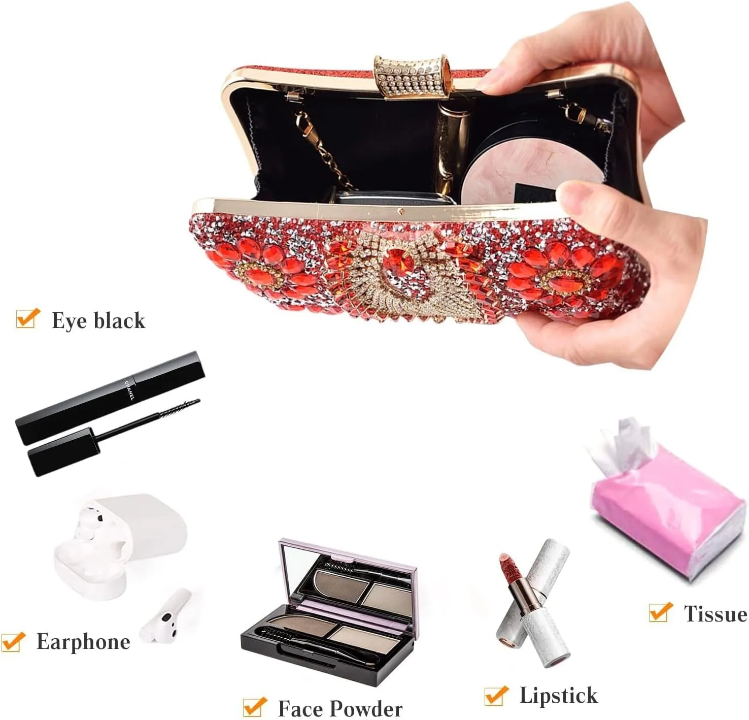 Bridal Wedding Purse Luxury Crystal Handbag Glitter Shoulder Women Rhinestone Evening Multicolor Clutch