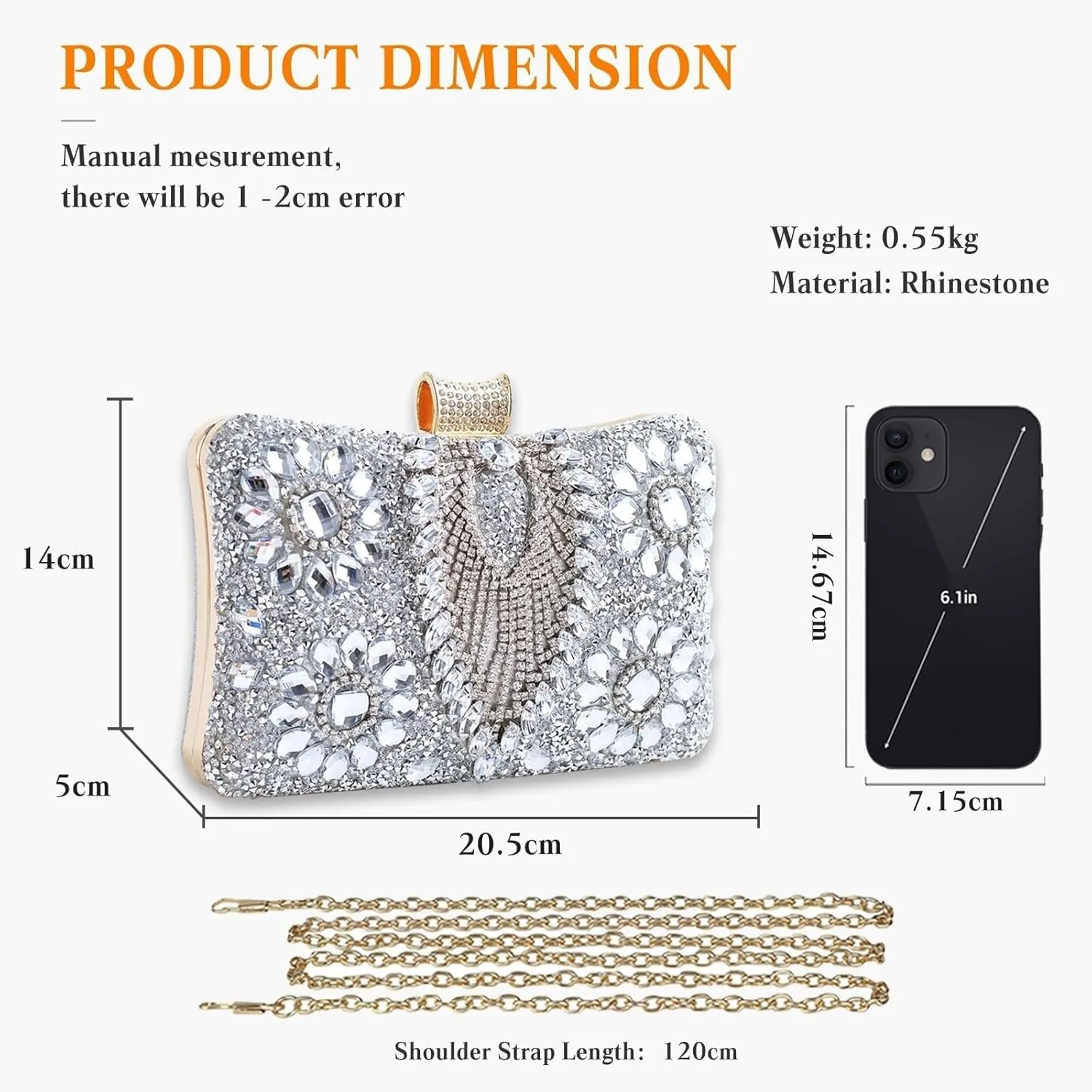 Bridal Wedding Purse Luxury Crystal Handbag Glitter Shoulder Women Rhinestone Evening Multicolor Clutch