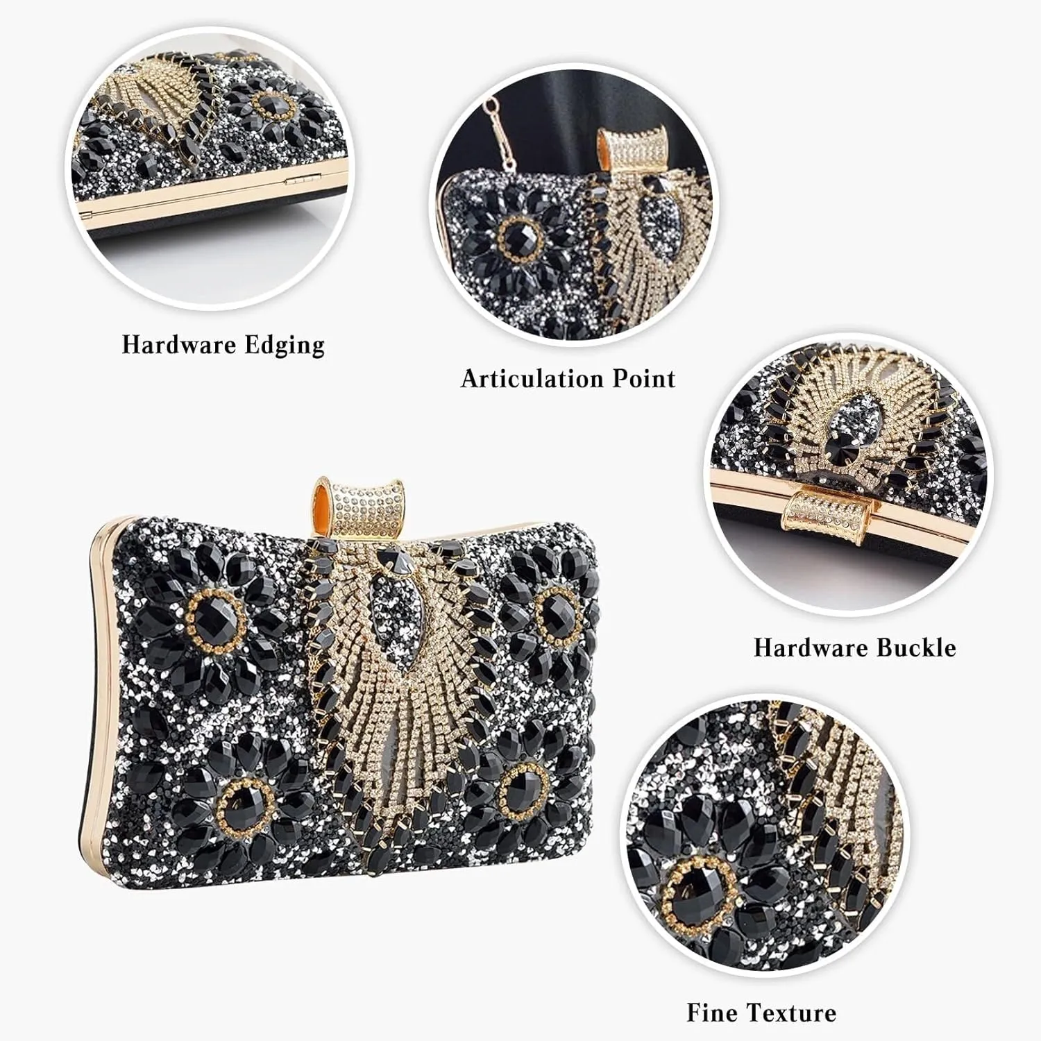 Bridal Wedding Purse Luxury Crystal Handbag Glitter Shoulder Women Rhinestone Evening Multicolor Clutch