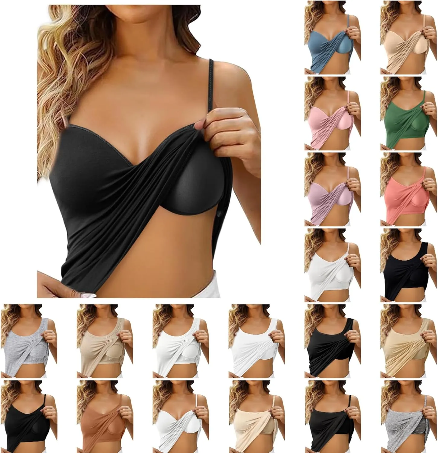 Camisole Tops for Women Built in Bra Spaghetti Strap Workout Yoga Shirts Basic Padded Tank Tops 2025 Summer Clothes