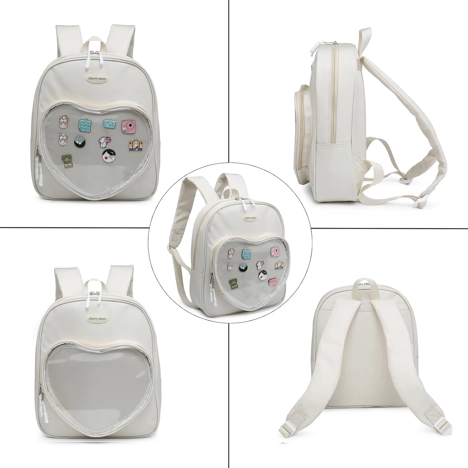 Canvas Ita Bag Backpack Heart Shaped Purse JK Uniform Bags for Anime Pins Display