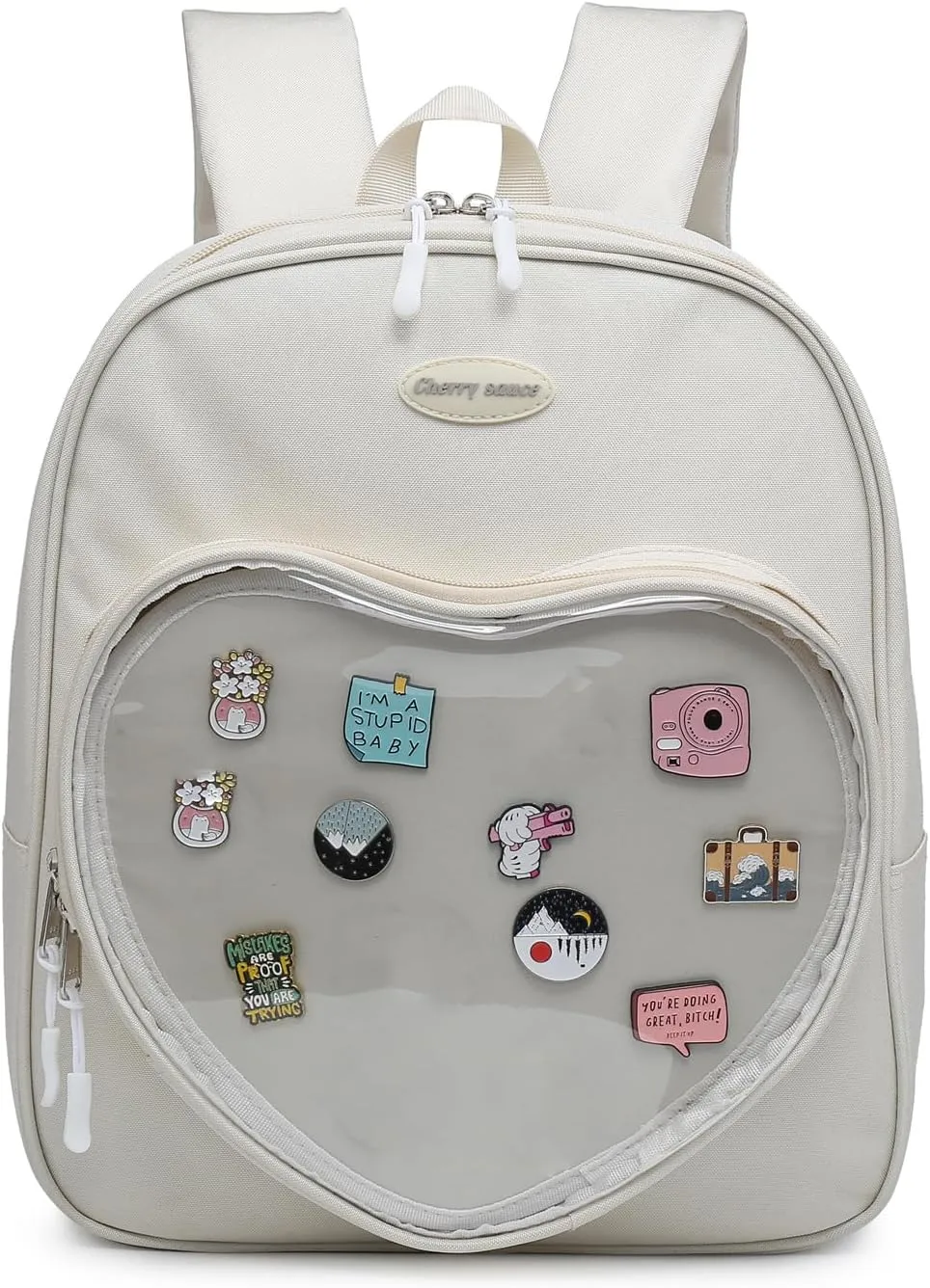 Canvas Ita Bag Backpack Heart Shaped Purse JK Uniform Bags for Anime Pins Display