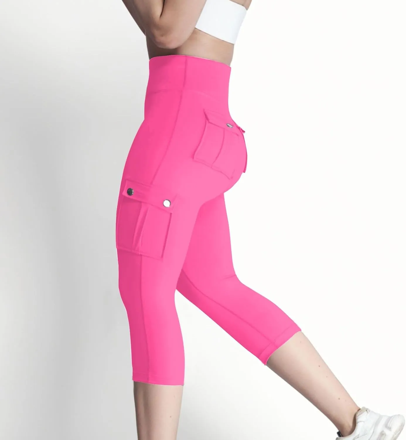 Capri Leggings for Women Summer Capris Pants Yoga Butt Lifting Leggings High Waisted Cargo Pant with Pockets, Small
