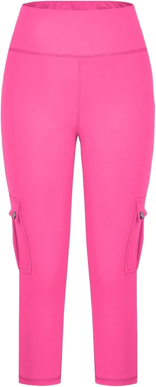 Capri Leggings for Women Summer Capris Pants Yoga Butt Lifting Leggings High Waisted Cargo Pant with Pockets, Small