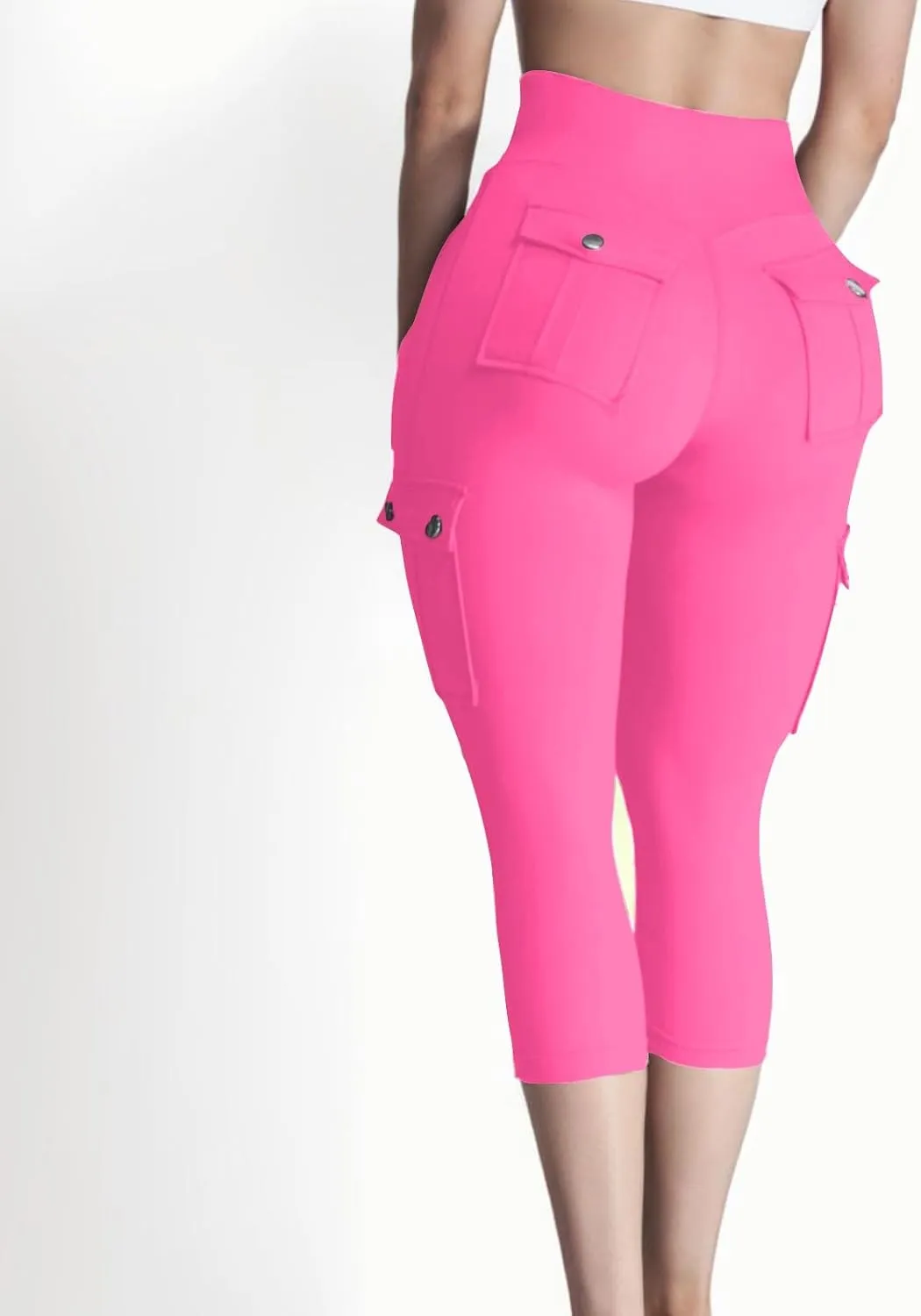 Capri Leggings for Women Summer Capris Pants Yoga Butt Lifting Leggings High Waisted Cargo Pant with Pockets, Small