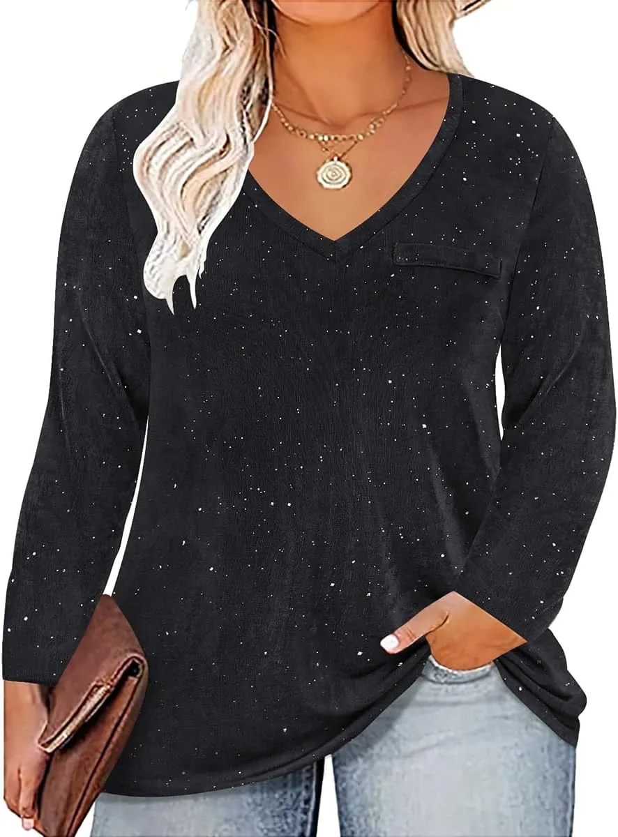 CARCOS Plus Size Tops for Women Twist Knotted Shirts Raglan Tunic Blouses L-5XL