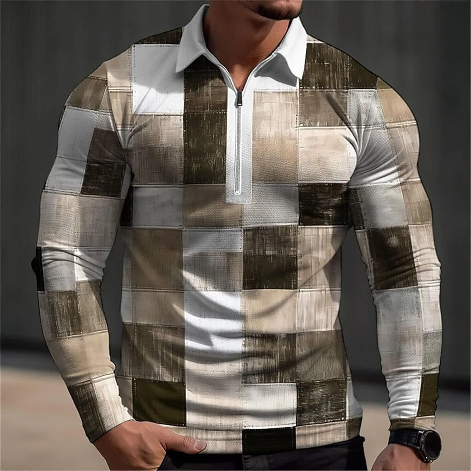 Casual Shirts for Men Long Sleeve Print Full Print Long Sleeved Button Up T Shirt Men's Long Sleeve Tee Shirts 34x34