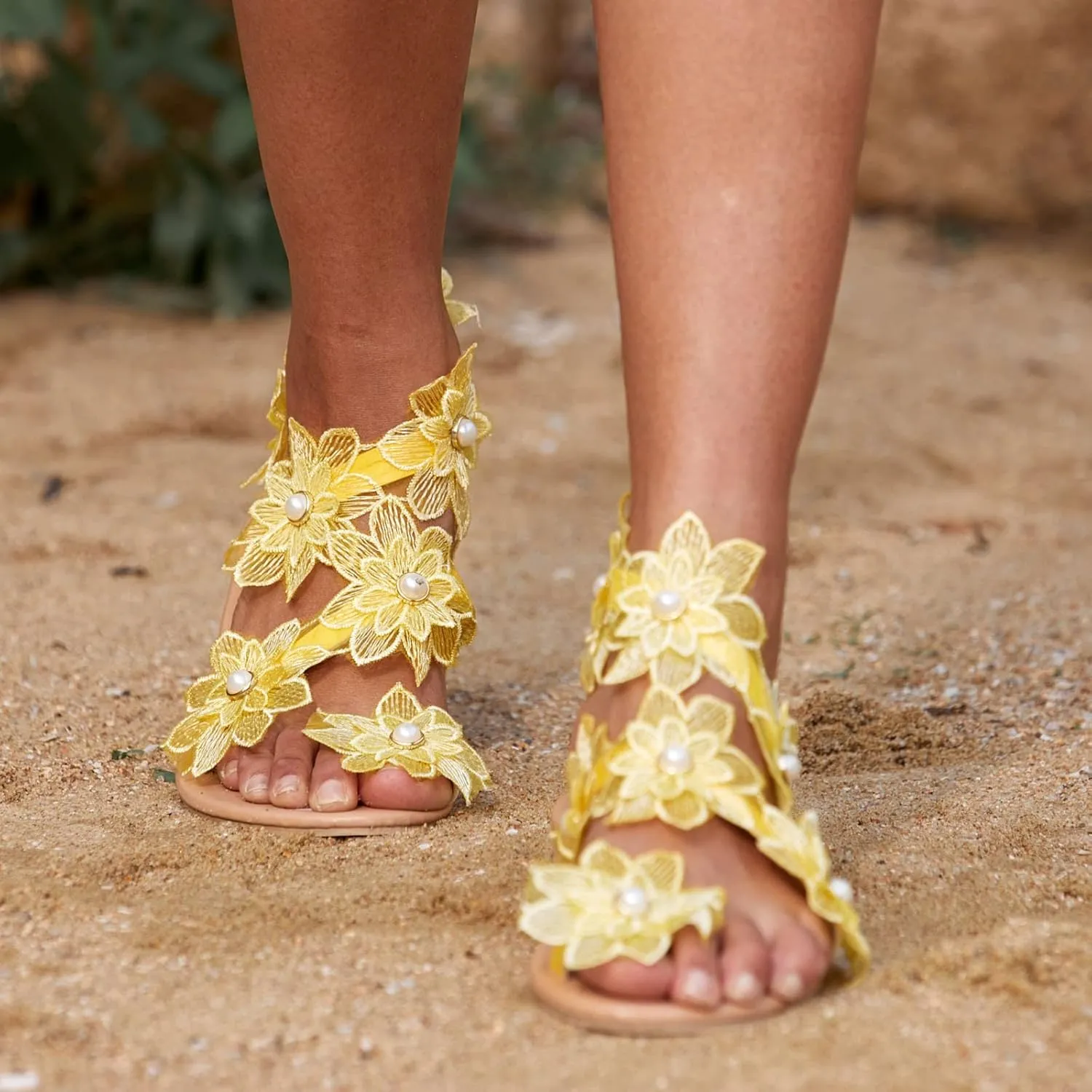 Cathalem Dress Sandals for Women, Orthopedic Open Toe Sandals Bohemian Lace Sandals Summer Beach Flat Sandals Open Toe Shoes