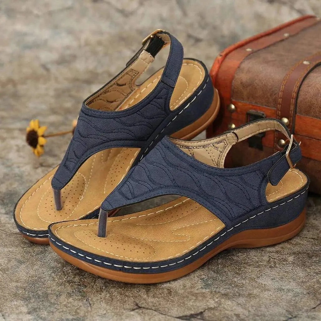 Cathalem Flat Sandals for Women, Women Walking Slippers with Arch Support Vintage Slip On Flip Flops